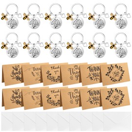 Zuimei 36 Pcs Thank You Gifts for Colleagues Employee Appreciation Gifts Keyring Inspirational Bee Keychain Thank You Card with Envelopes Leaving Gifts for Women Men Coworker Teacher Nurse
