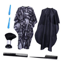 Baluue 7pcs Professional Hair Cutting Set Cape Hairdressing Accessories for Home Salon Barber Use Includes Combs Clips and Brushes