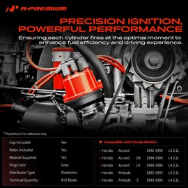 A-Premium Ignition Distributor with Cap and Rotor Compatible with Honda Accord Prelude 1992 1993 1994 1995 2.2L