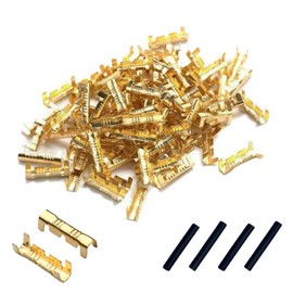 PAVIKE Straight Terminals [100pcs + 4pcs Heat Shrink Tubing] Connection Terminals Wiring Connection Connector Crimp Connector 0.3-1.5mm Fixed DIY Work Distribution Board Home Appliance Socket