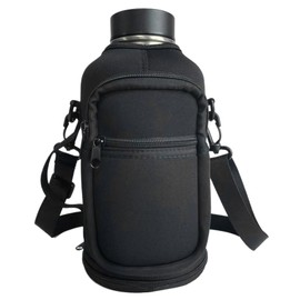 Water Bottle Carrier with Strap & Pocket Zippered Dual Layer Water Bottle Bag for 64oz Bottles Insulated Sling for Outdoor Camping Travel Sling Holder, 1pc, 1Pc