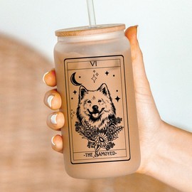Dog Tarot Card Tumblers, dog mom tumbler,:_Samoyed