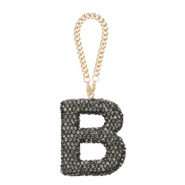 MECCANIXITY Bling Car Letter Charm, Initial B Letter Interior Car Rear View Mirror Decoration Hanging Crystal Ornaments for Women Bags Water Cup DIY Craft, Gray