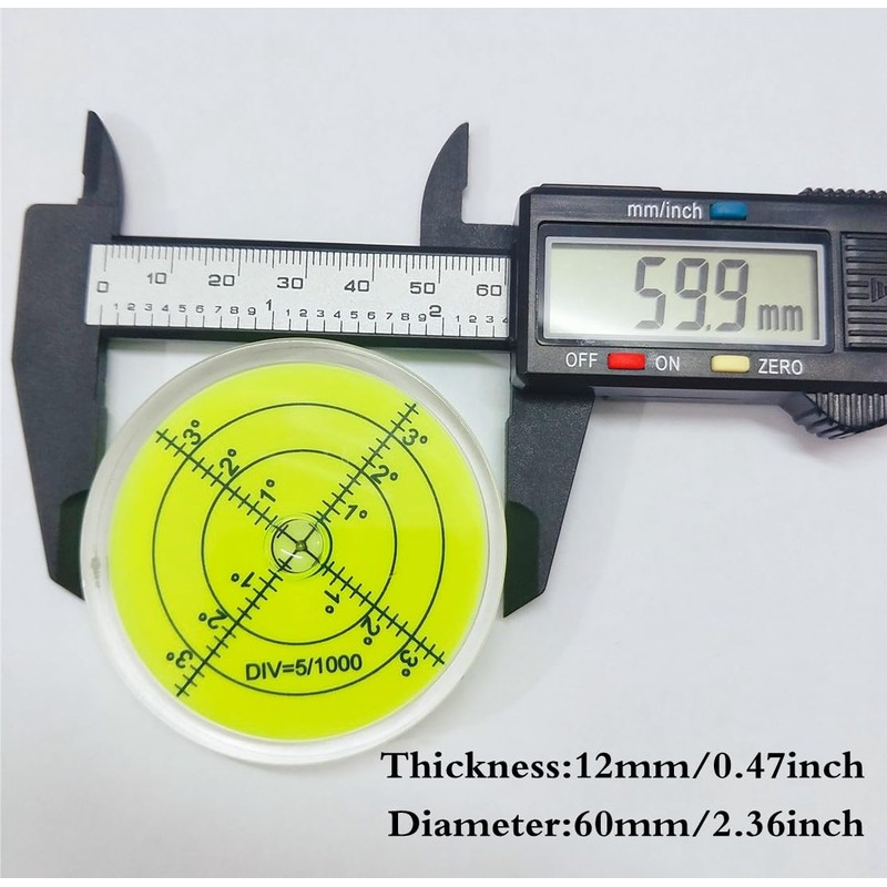 SIZIKJXGHWYI Bubble Spirit Level 60x12mm Degree Marked Surface Circular Level