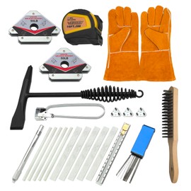 VASTOOLS Welding Accessories,23pc,Chipping Hammer,Leather Welding Gloves 13.5",Soapstone Holder,16'x 1"Tape measures,50LB Welding Magnet,Triple Flint Torch Striker,Torch Cleaner,Wire Brush