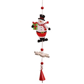 Christmas Wooden Wind Chimes Outdoor Garden Decor Snowman Hanging Ornament Christmas Santa Worth Gift for Holiday Decoration Yard Patio Farm-Snowman