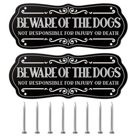 2Pcs Durable Dog Gate Door Sign Antique Style Iron Beware of Dogs Sign Warning Metal Yard Dog Sign Fade Resistant Dogs Sign Outdoor Gate Sign for Outdoor Gate