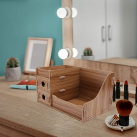 Baluue 1pc Wooden Desktop Organizer Chic Wooden Storage Box for Makeup and Sundries for Bedroom and Dressing Table Compact Design for Stylish Home Decor