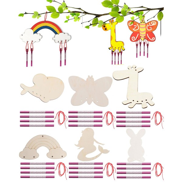 BPTRKOM 6-Piece Set Wind Chime Craft Set - Bird Furniture