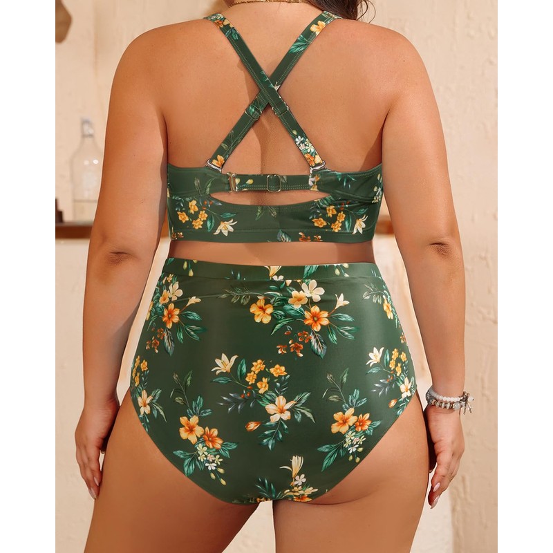 Daci Women Plus Size High Waisted Bikini Set - Two
