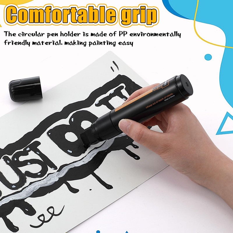 Watersay 8 Pcs Jumbo Permanent Markers 15mm Wide Tip Thick