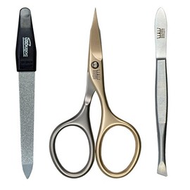 Steel Crown Self-Sharpening Nail Scissors with Sapphire Nail File and Tweezers as a Complete Set - All Made in Solingen