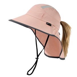TOP-EX L/XL Women's Ponytail Sun Hat with Neck Protection, UV Protection, Wide Brim, Summer Hat, Waterproof & Foldable, 96553#Pink, S - M
