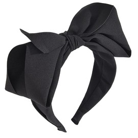 Lexziuo 1PCS Big Bowknot Headband Bows for Women & Girls - Wide Knotted Hair Accessories, Large Fashion Bows Headpieces, Elegant Hair Hoops for Women's Hair Styling (BLACK, normal)