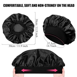 Fc'Noqgn Satin Bonnet Night Sleep Cap, Silk Curls Breathable Silk Sleeping Hat, Double Layer Night Cap, Adjustable Sleep Cap for Women and Girls, silver