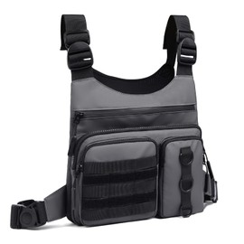 Criuage Outdoor Chest Bag for Men, Lightweight Running Vest with Water Bottle Pocket, EDC Chest Pack for Hiking,Cycling