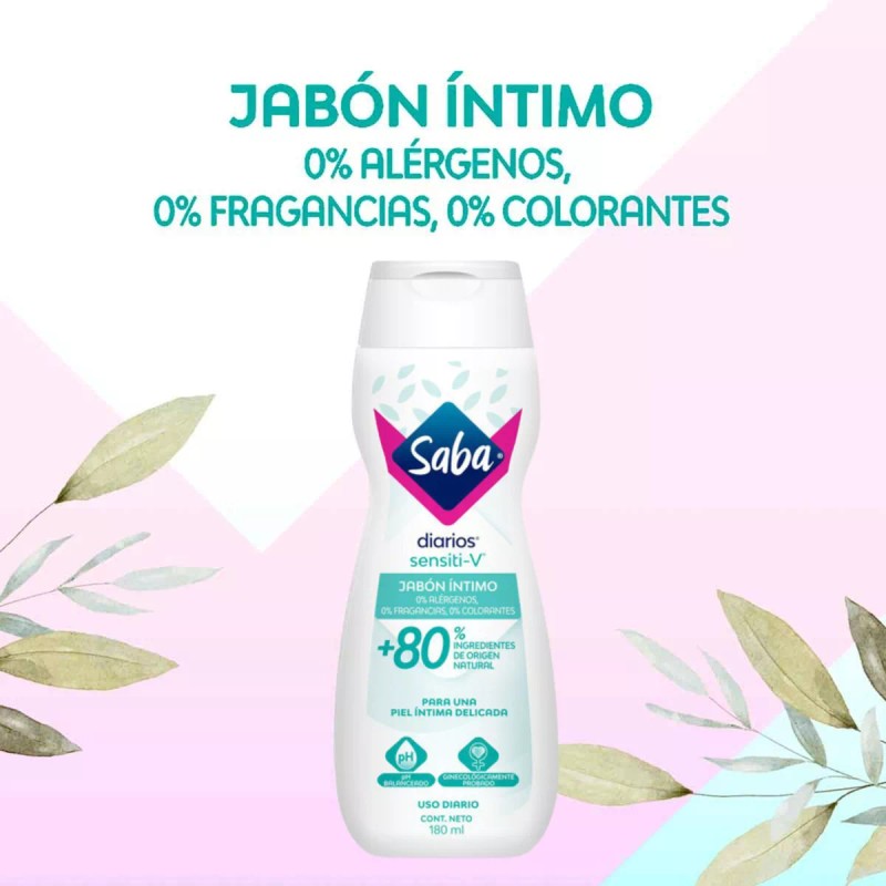 Saba Jabón Íntimo Líquido Saba Diarios Sensiti-v 180 Ml