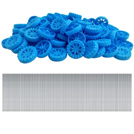 EUDAX 300 PCS 30mmx8mm Plastic Roll 2mm Dia Shaft Toys Wheel and 2mmx100mm STEM Shaft Round Rod Axles for DIY Toy RC Car Truck Boat Helicopter Model Part Building Projects (Blue)