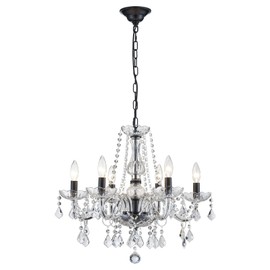 Crystal Chandelier Light Fixture, Modern K9 Crystal Chandeliers for Dining Room, 6-Lights Black Ceiling Light, Adjustable Hanging Pendant Light Fixture for Living Room Entryway Kitchen Island Hallway