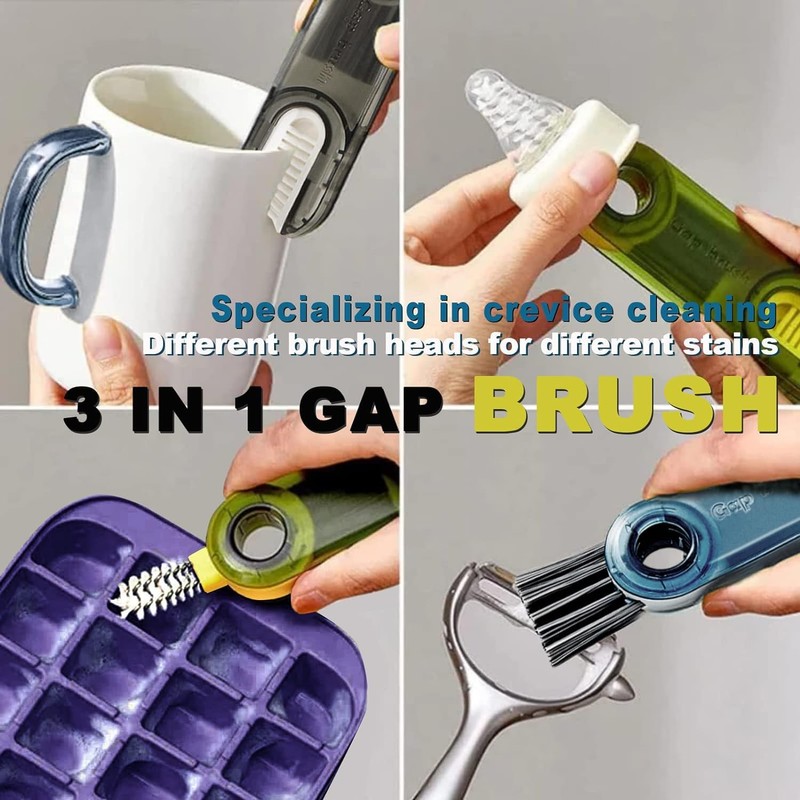 3 Pcs Cepillo para Botellas, Cepillo Limpiador de Tazas Multifuncional