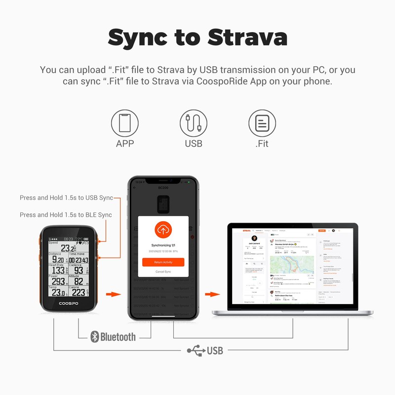 COOSPO Bike Computer Wireless GPS,Bike Speedometer with Auto Backlight, Bluetooth5.0