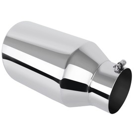 EVERESTWAY Stainless Steel 5 Inch Inlet Diesel Exhaust Tip Tailpipe, 8" Outlet 15" Long Rolled End Angle Cut Bolt On Exhaust Tail Pipe 5"x8"x15" Polished Chrome Universal Car