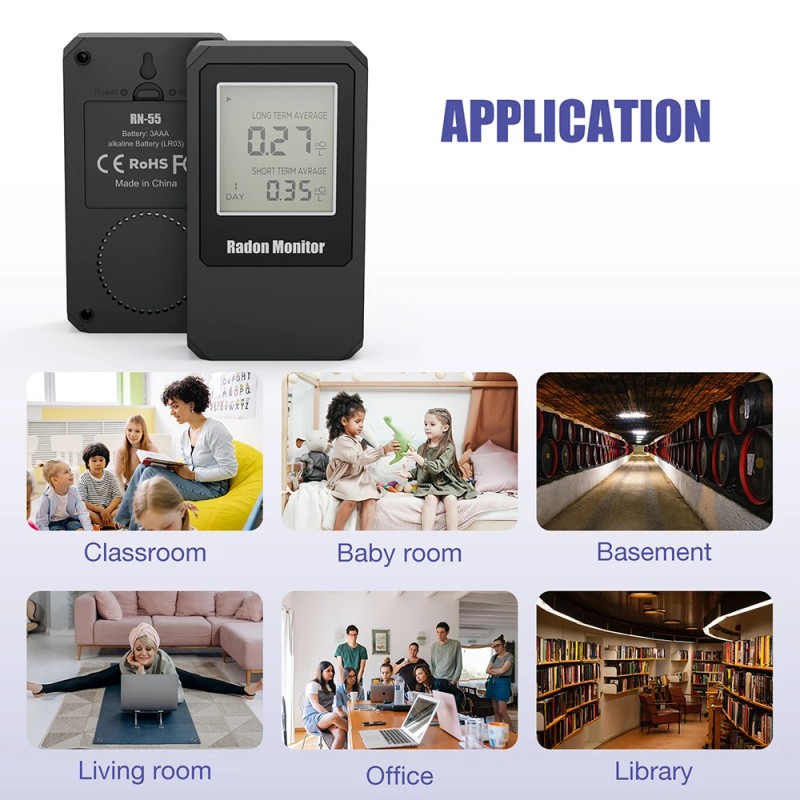 Smart Digital Radon Detector with LCD Display Air Quality Monitoraccuracy: