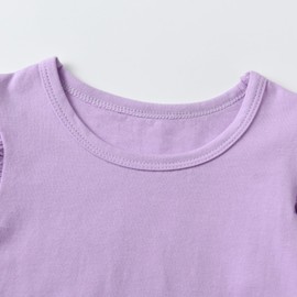 Derouetkia Toddler Baby Girl Clothes Ruffle Tops Solid Colour Short Sleeve and Shorts Summer Outfits Set, Purple, 2-3 Years