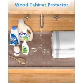 Waterproof Under Sink Mat 28” x 22” Cabinet Liner for Kitchen & Bathroom, Shelf Protector Silicone Under Sink Tray, Kitchen Cabinet Organizers and Storage Sink Drip Tray