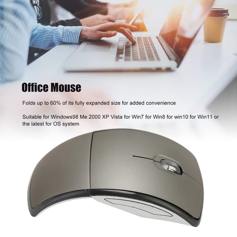 Dpofirs Foldable Wireless Mouse, Portable 2.4G Mouse with USB Receiver