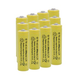 QBLPOWER Solar Light 1.2V AA Ni-CD 600mAh 2A Rechargable Batteries Cell for Garden/Lawn/Sidewalk Lamp (12 Pack AA Yellow)