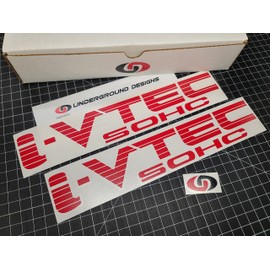 I-VTEC Decals Fat Blinds (2-Pack) Racing Sticker 12" fits Honda Civic Si Type R RSX Select DOHC SOHC Color: (SOHC, Gloss Red)