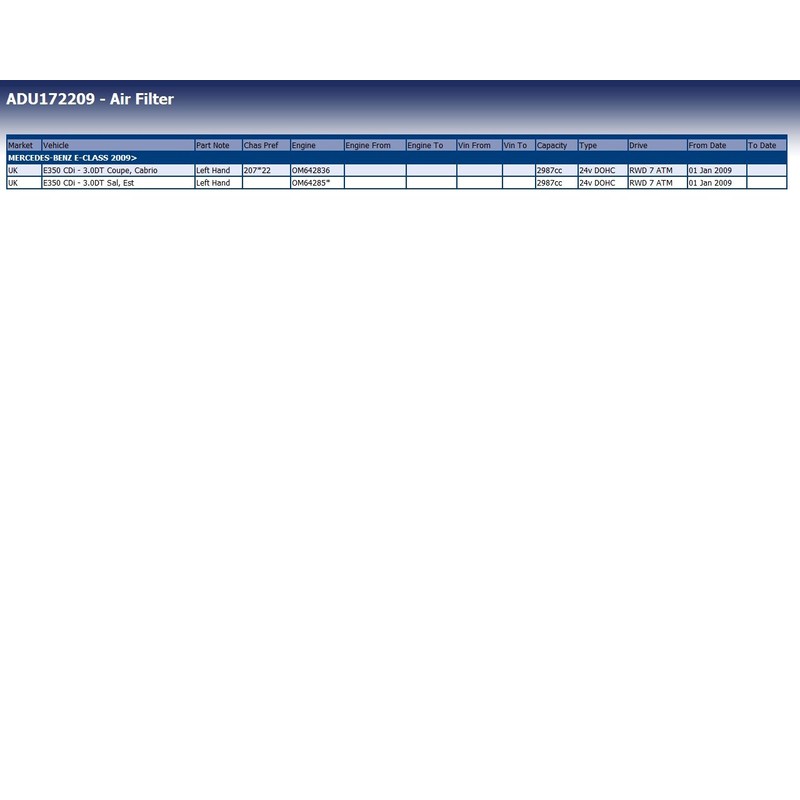 Blue Print ADU172209 AIR FILTER
