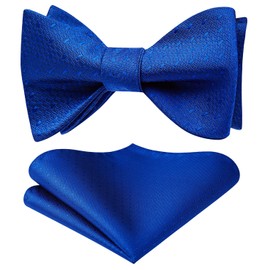 HISDERN - Pajaritas de lazo para hombre a rayas para hombre, corbatín de corbatín formal de esmoquin para boda y bolsillo cuadrado, 07-azul real, Talla única