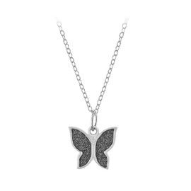 Tuscany Silver Women's Sterling Silver 11.5mm x 13.5mm Stardust Butterfly Necklace 42cm/16.5"-44.5cm/17.5"