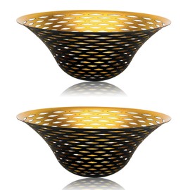 ALUCSET Floor Lamp Shade Replacement for Floor Lamp Shade - 12.2x4.9x7.5 Inches Fitting Opening 1.65" Etching Lozenge Metal Lamp Shade, Set of 2 (Black Gold)