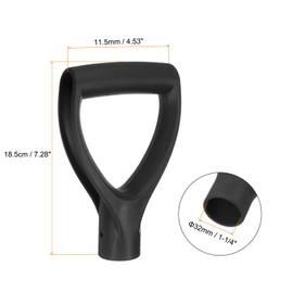 HARFINGTON Shovel D Grip Handle 1-1/4""(32mm) Inner Dia. ABS Plastic Spade Snow Shovel Replacement Garden Accessories for Digging Raking Tool, Black