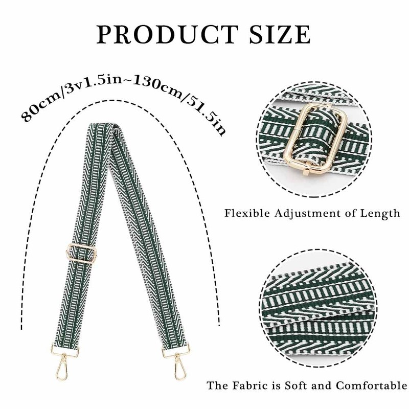 Wide Replacement Crossbody Purse Strap Shoulder Straps Adjustable Green Guitar