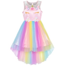 Sunny Fashion Flower Girls Dress Unicorn Rainbow Princess Party Age , 6 Years, Multicolor Unicorn