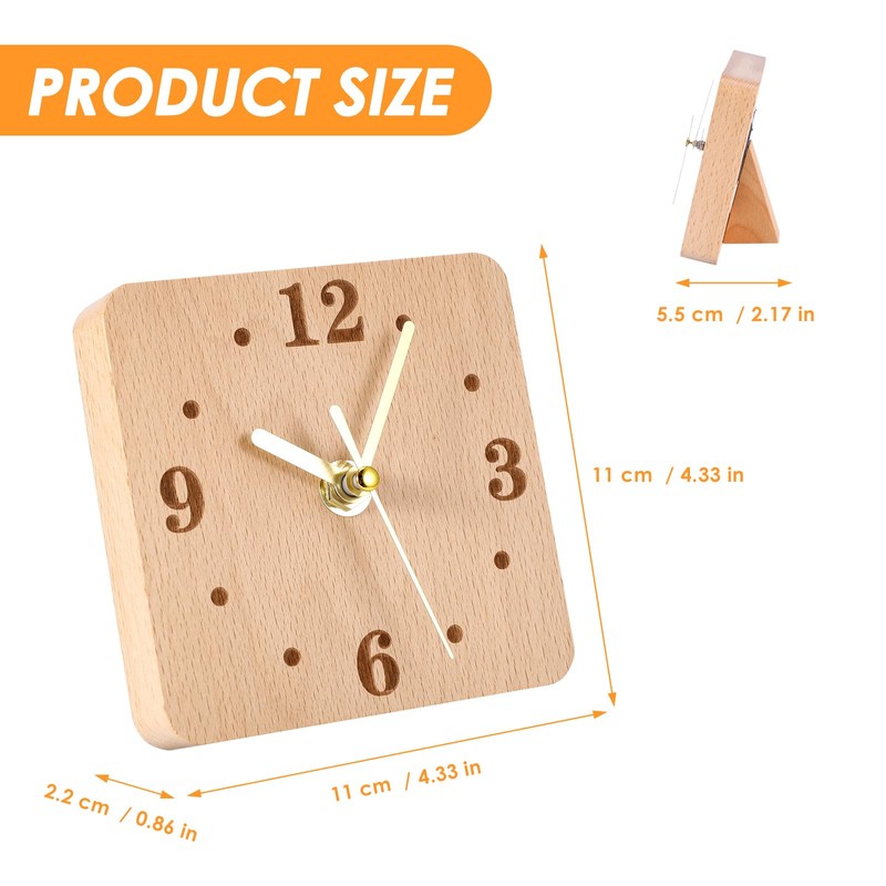 ZONJIE Wood Desk Clock - Silent Non Ticking Silent Clock,