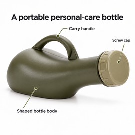 Lightweight Portable Plastic Urinal Bottle with Cap for Men, Travel, Camping and Car Use