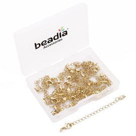 BEADIA 14K Gold Plated Extender Chains 75mm 20pcs 3D Star Extension Tail Chains for Jewelry Making Findings