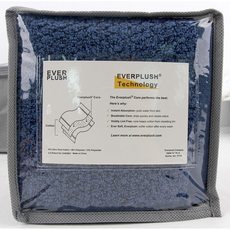 Everplush Diamond Jacquard Face Cloths 6 Pack Polyester Navy Blue