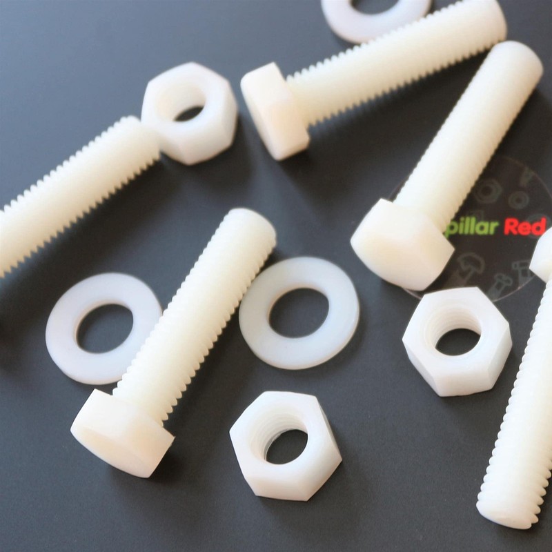 10x Natural Nylon Hex Head, M12 x 50mm, Plastic Nuts