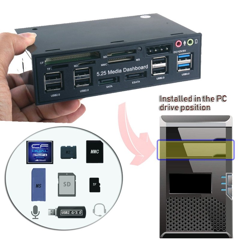 SDKDZKG 5.25 Inch PC Multifunctional Dashboard Media Front Panel Audio,with