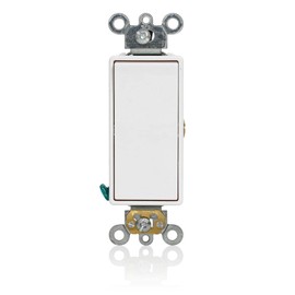 Leviton 5655-2W White Decora Plus Single Pole Rocker Switch, Momentary Contact, Commercial Specification Grade, 15 A, 125 V, Back and Side Wire, Self-Grounding