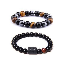 CSIYANJRY99 Zodiac Virgo Bracelets for Men Women,Virgo Zodiac Sign,8mm Natural Black Onyx Stone Hematite Obsidian Tiger Eye Beads Bracelet Set 12 Constellation Horoscope Bracelet