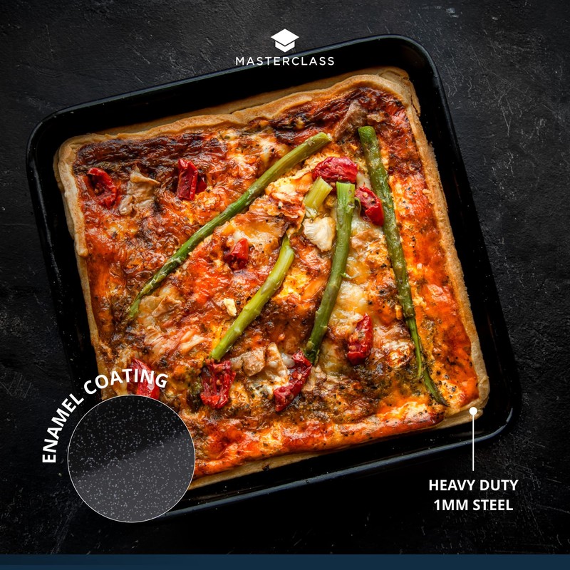 MasterClass Quadratische Emaille-Backform, spülmaschinenfest, Schwarz, 23 x 23 x 4