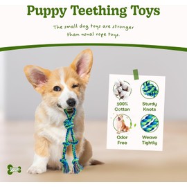 SHARLOVY Juguete de Cuerda de Perro de 2 Paquetes para Perros pequeños, Juguetes para los Dientes del Cachorro, Juguetes de mascar de Cachorro de algodón duraderos para los Dientes