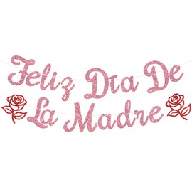 Feliz dia de la Madre Banner, letrero de la mejor mamá jamás, Feliz Dia Mama, regalo español para el día de la madre, celebración de fiesta, suministros de decoración, purpurina rosa